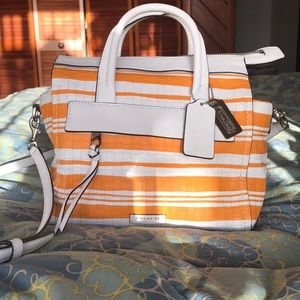 Coach Handbag: Orange and White Stripe
